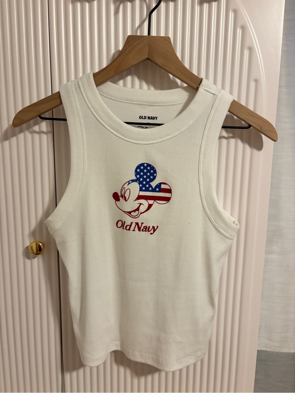 Old Navy White Tank Top with Patriotic Mickey Graphic